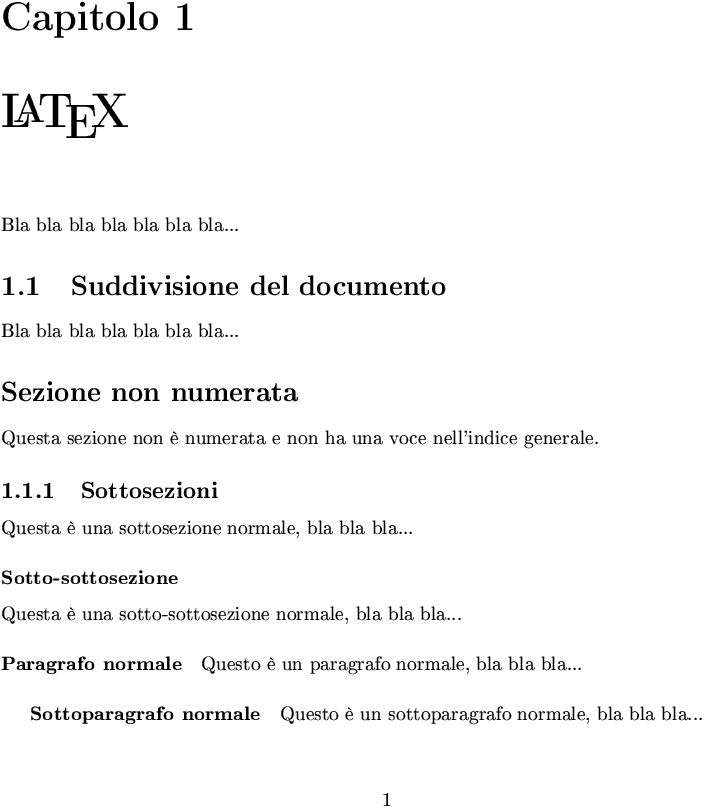 suddivisione del documento