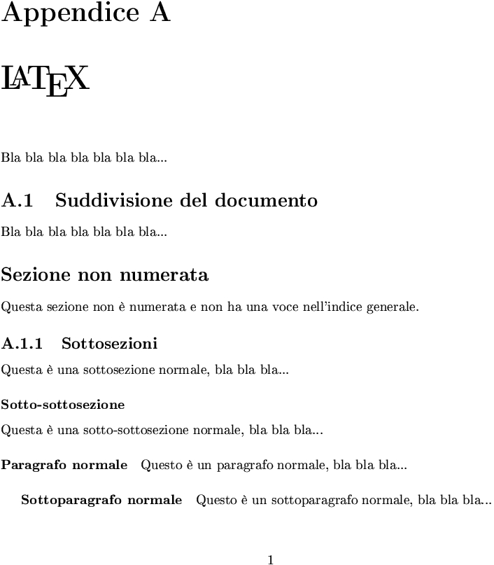 suddivisione del documento