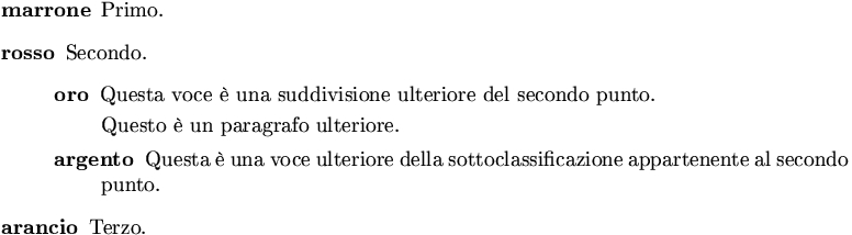 elenco descrittivo con sottoelenco