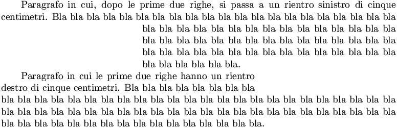 incolonnamenti particolari dei paragrafi