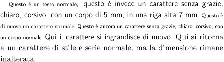 controllo dettagliato del carattere da stampa